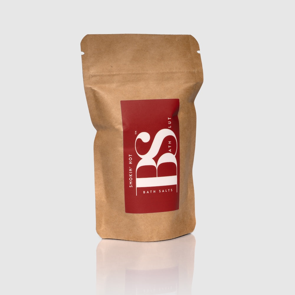 Bath Slut Smokin’ Hot Healing Bath Salts in a 1/2 cup travel-size pouch from the Bath & Body Care Gift Set.