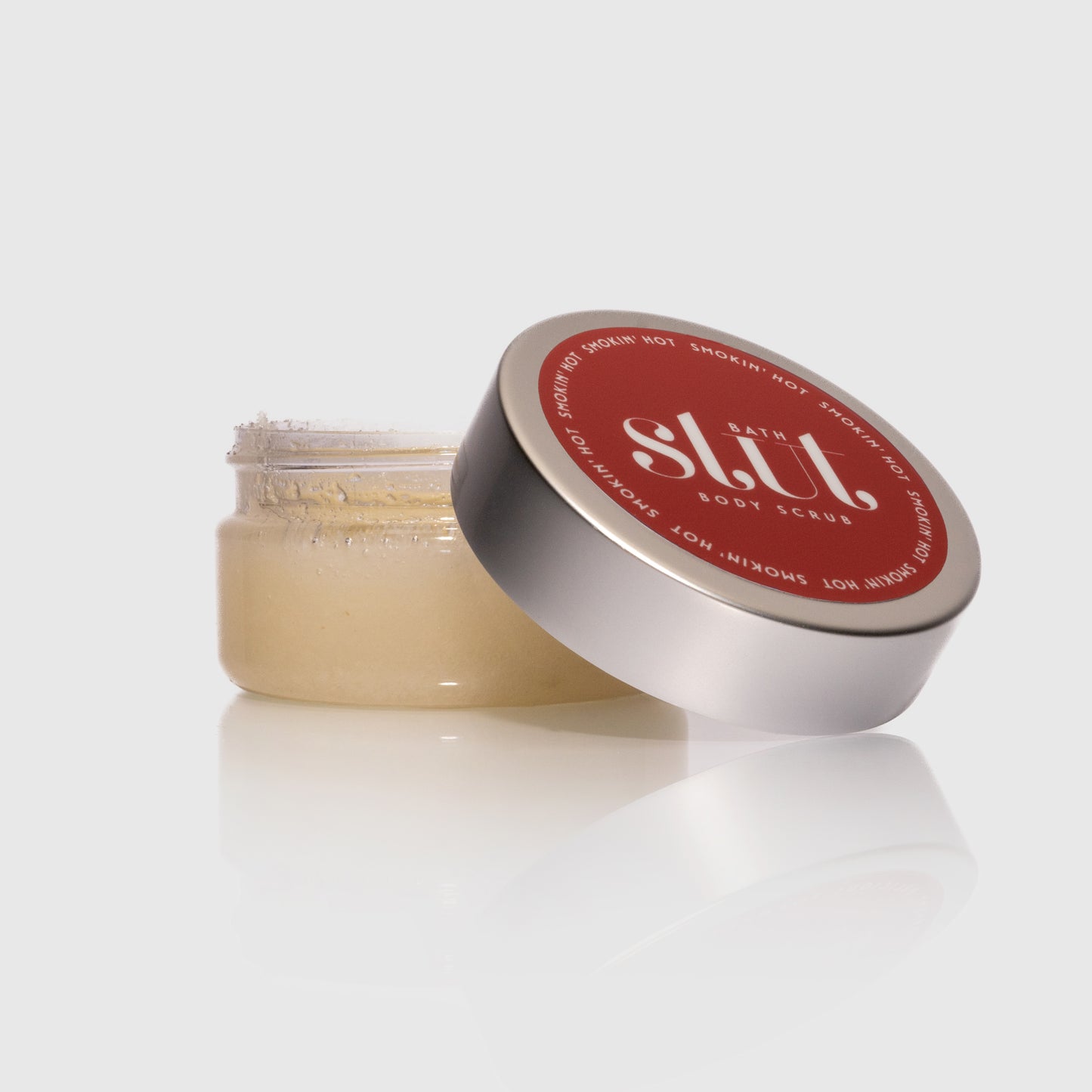 Bath Slut Smokin’ Hot Body Scrub in a 2oz travel-size jar from the Bath & Body Care Gift Set.