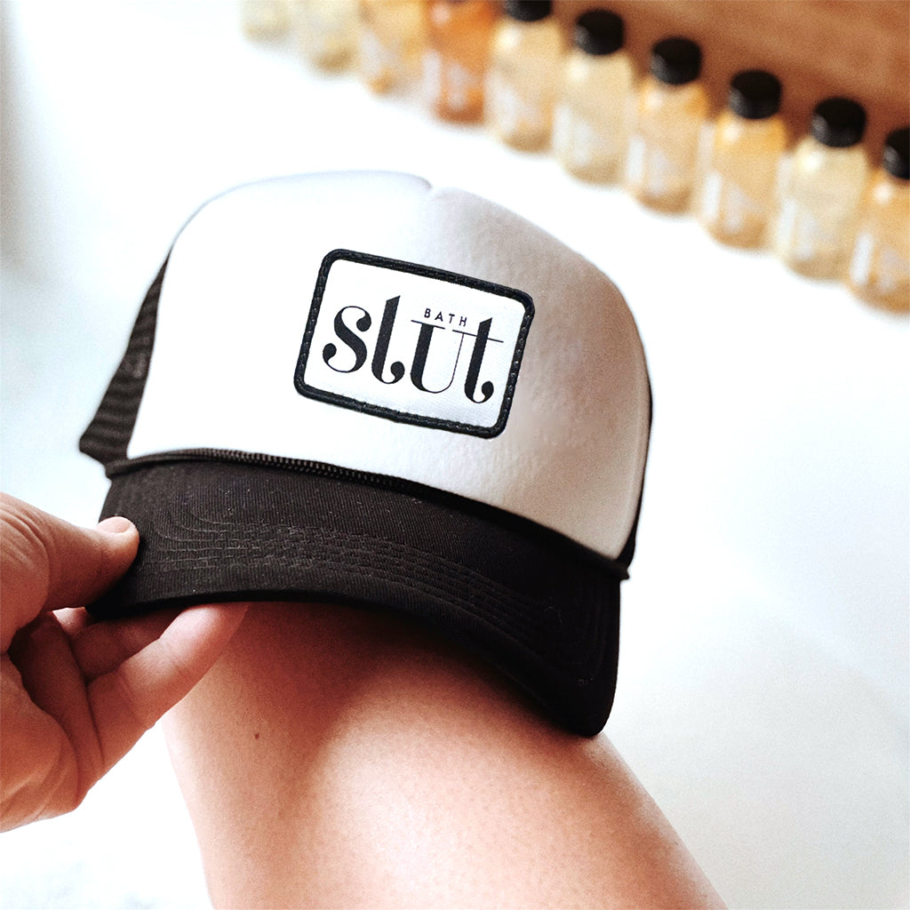 Black & white with embroidered patch